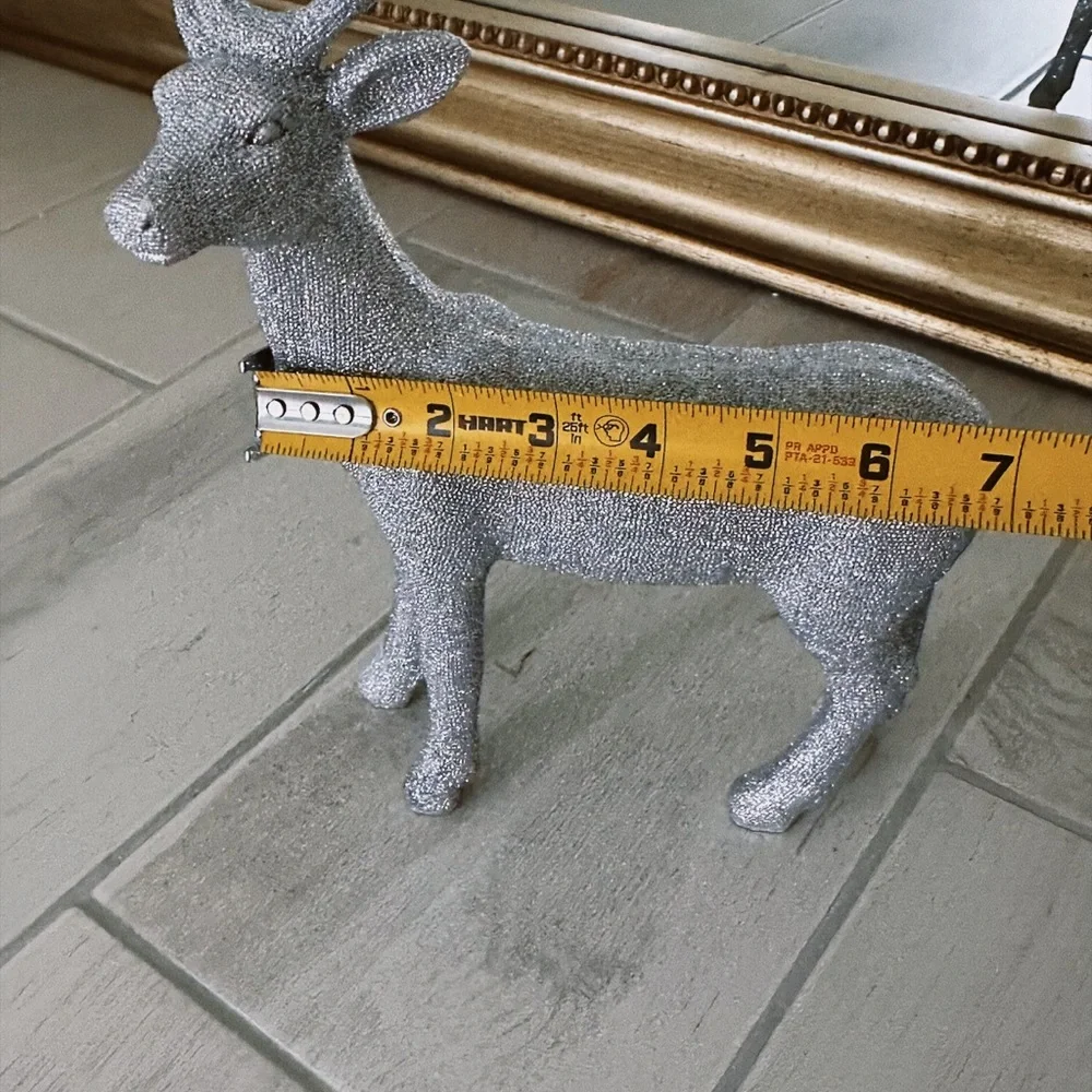 Z Gallerie Silver Glitter Deer Sculpture – Holiday or Year-Round Decor